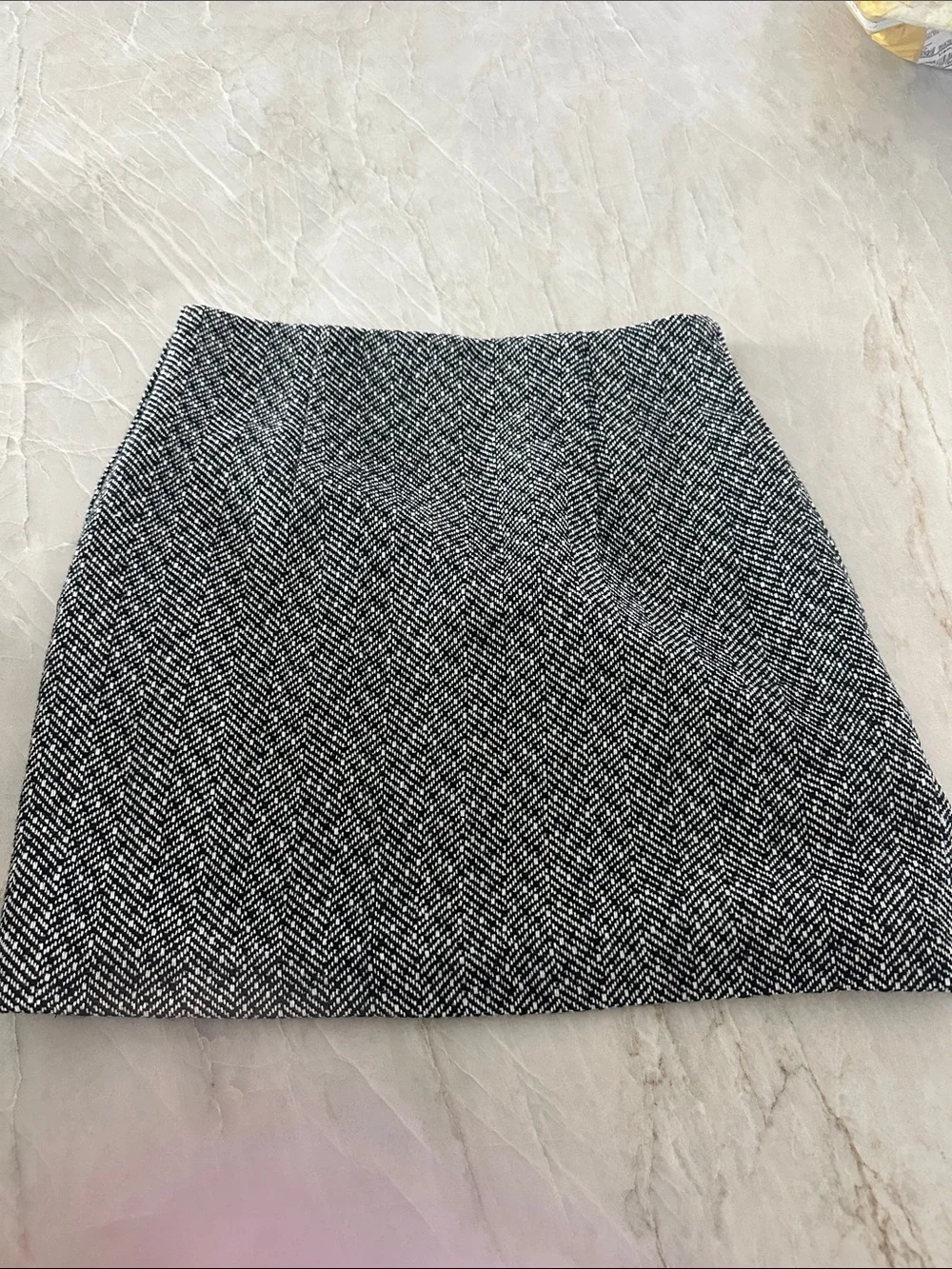 Classic Herringbone Mini Skirt in Black and White H&M